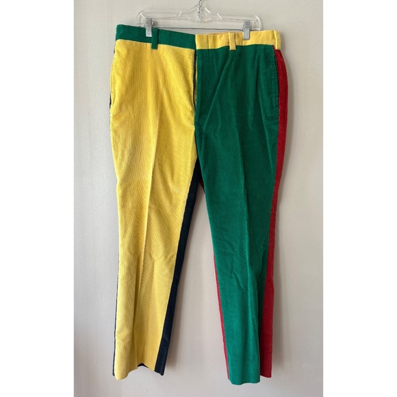 VTG Men Huntington Sz 36 Corduroy 4 Colorblock Pants Preppy Fun Pockets - Picture 1 of 10